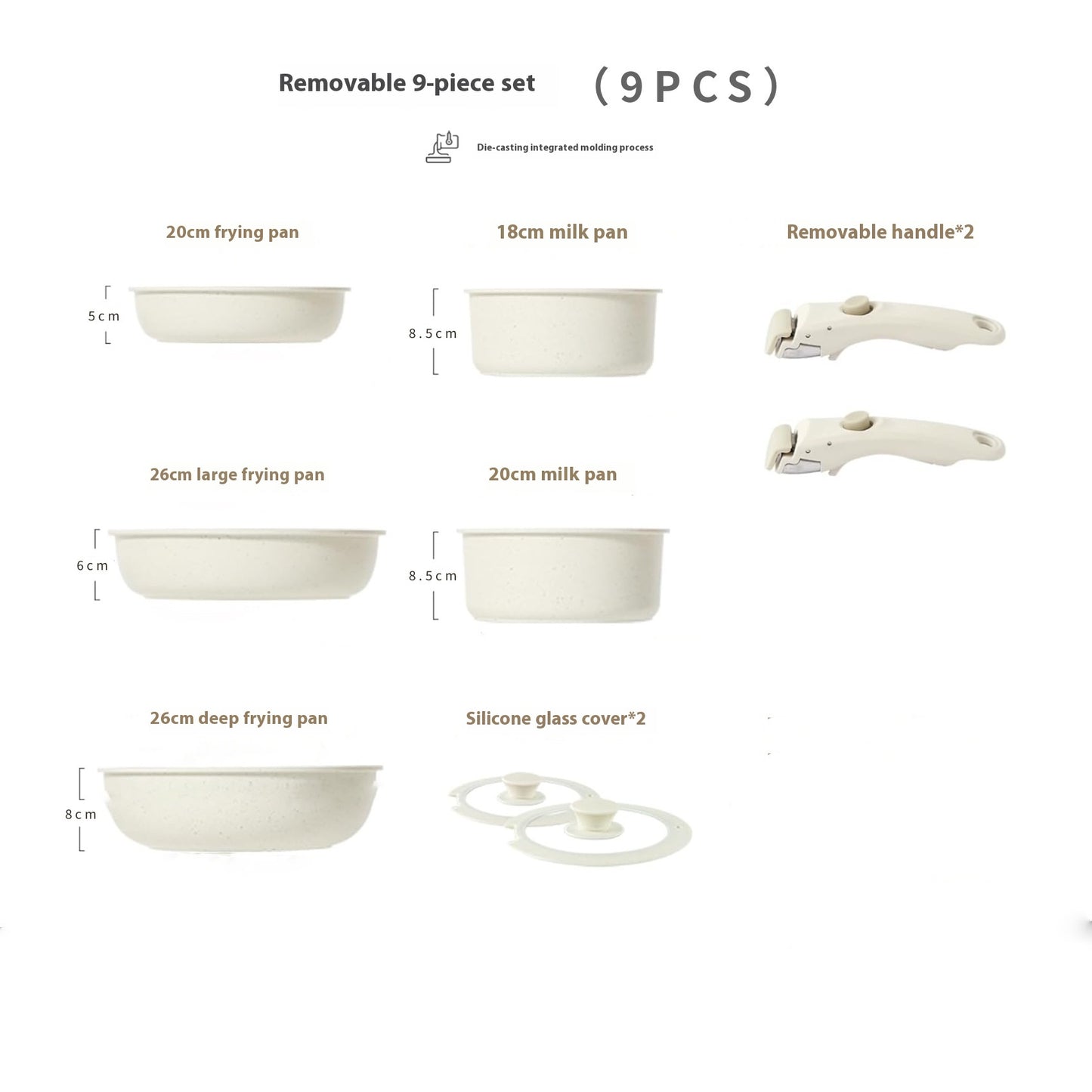 Removable Handle Pot Home Use Set