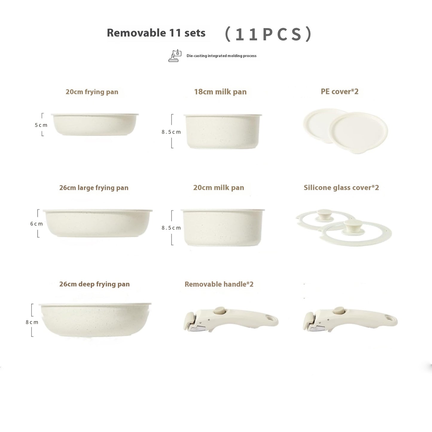 Removable Handle Pot Home Use Set