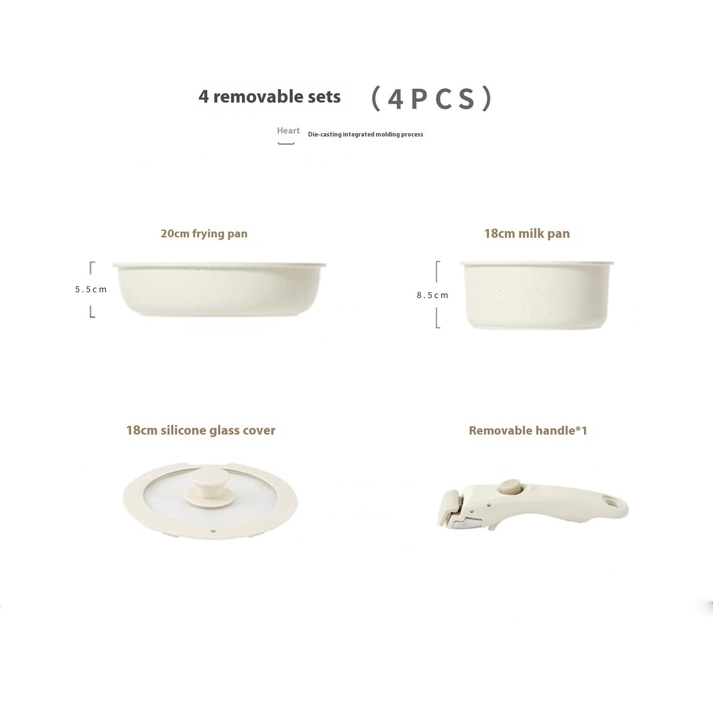 Removable Handle Pot Home Use Set