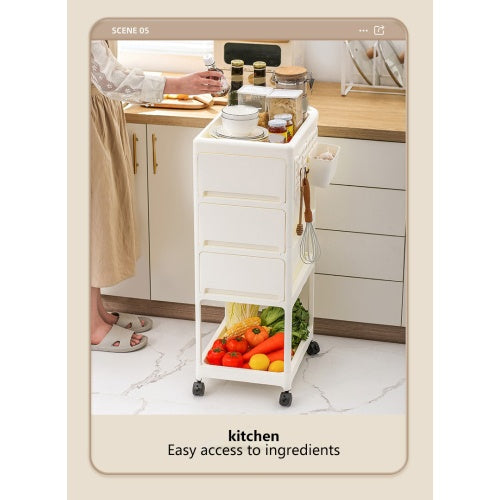 Storage Stroller - 4 Layer, Storage For Bedroom, Living Room, Kitchen,restroom,Flexible To Move, Can Put Toys, Snacks, Tools, Pet Supplies,PP Material Is Safe And Durable