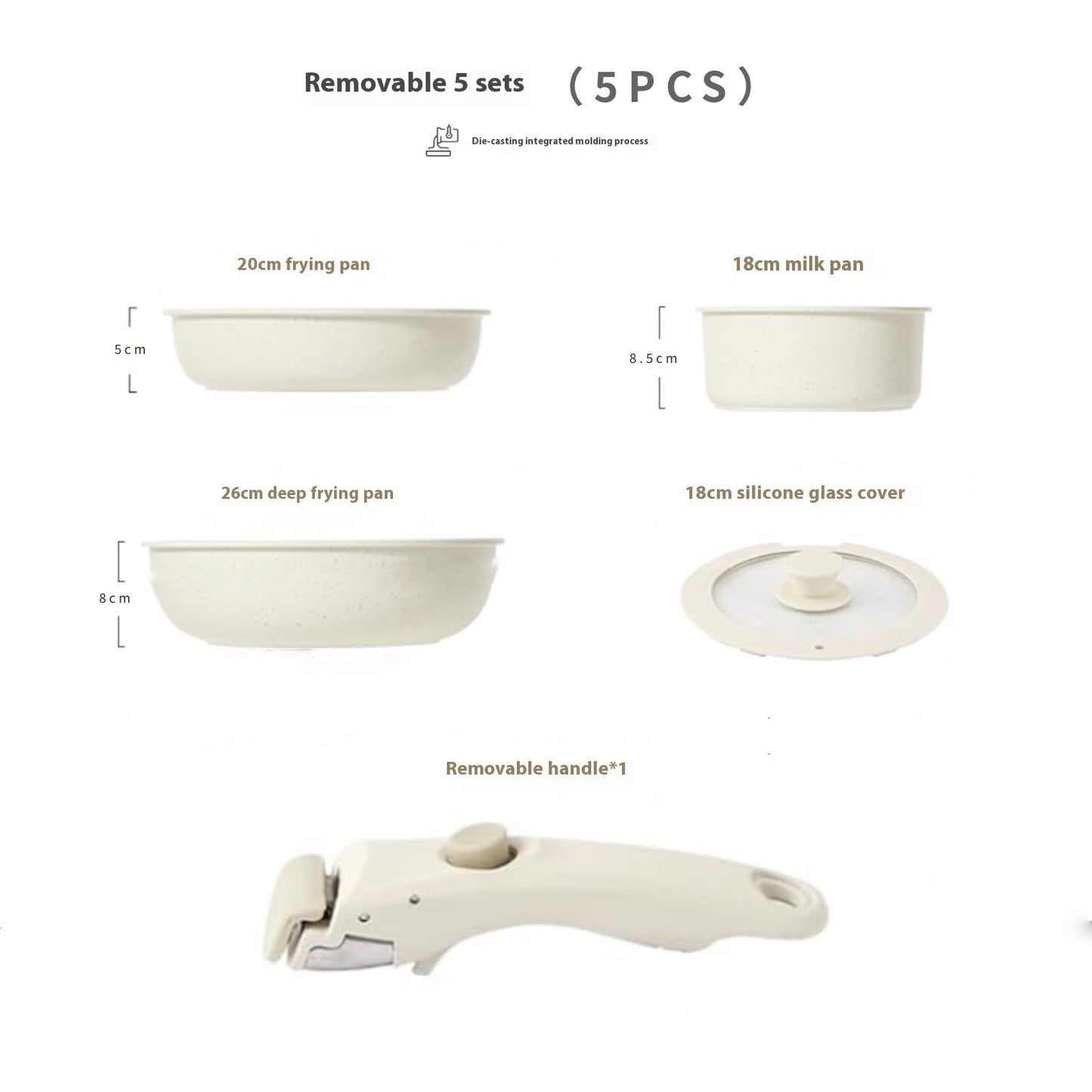 Removable Handle Pot Home Use Set