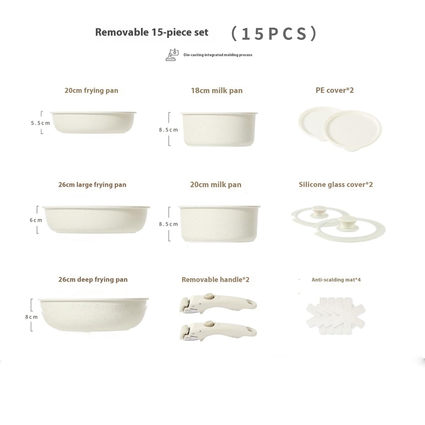 Removable Handle Pot Home Use Set
