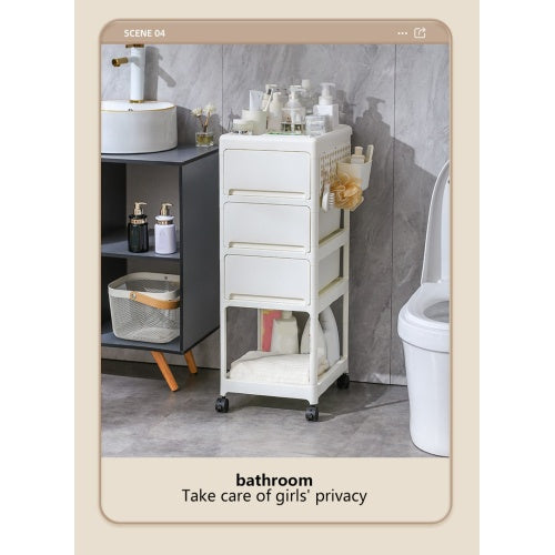 Storage Stroller - 4 Layer, Storage For Bedroom, Living Room, Kitchen,restroom,Flexible To Move, Can Put Toys, Snacks, Tools, Pet Supplies,PP Material Is Safe And Durable
