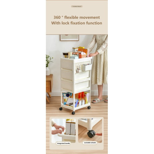 Storage Stroller - 4 Layer, Storage For Bedroom, Living Room, Kitchen,restroom,Flexible To Move, Can Put Toys, Snacks, Tools, Pet Supplies,PP Material Is Safe And Durable