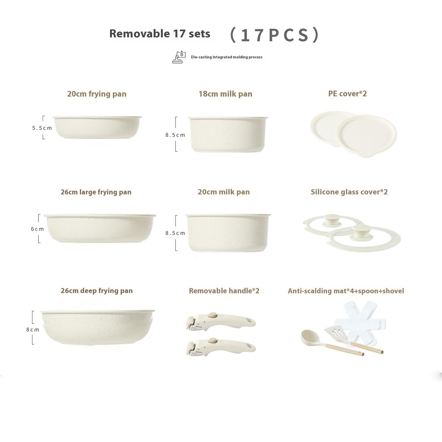 Removable Handle Pot Home Use Set