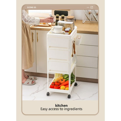 Storage Stroller - 4 Layer, Storage For Bedroom, Living Room, Kitchen,restroom,Flexible To Move, Can Put Toys, Snacks, Tools, Pet Supplies,PP Material Is Safe And Durable