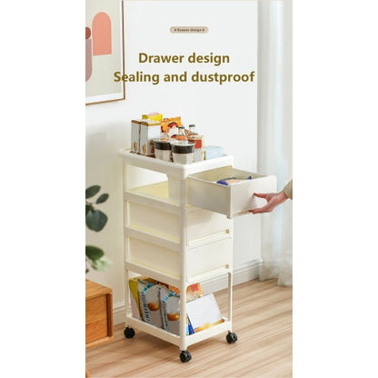 Storage Stroller - 4 Layer, Storage For Bedroom, Living Room, Kitchen,restroom,Flexible To Move, Can Put Toys, Snacks, Tools, Pet Supplies,PP Material Is Safe And Durable