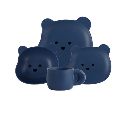 Cute Bear Ceramic Rice Bowl Breakfast Plate Set