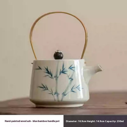 Hand-painted Bamboo Teapot Tea Making Household One Pot Two Cups