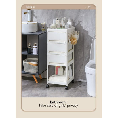 Storage Stroller - 4 Layer, Storage For Bedroom, Living Room, Kitchen,restroom,Flexible To Move, Can Put Toys, Snacks, Tools, Pet Supplies,PP Material Is Safe And Durable