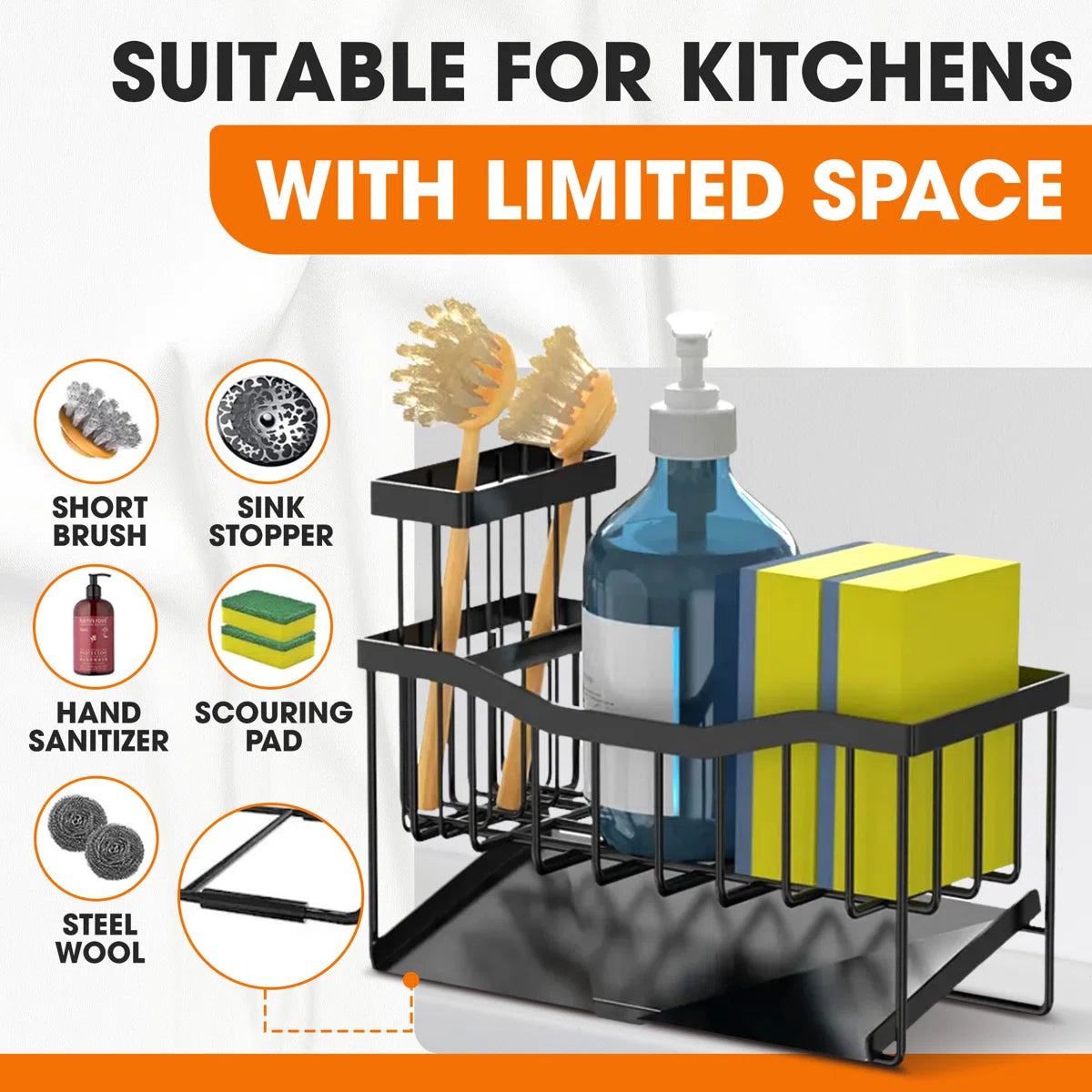 Sink Caddy Sponge Holder for Kitchen