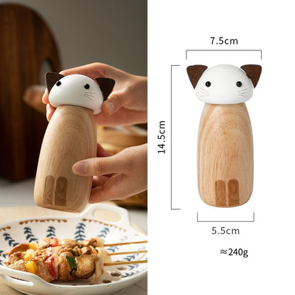 Hand operated old wooden grinding bottle